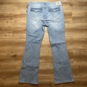 True Religion Jeans Women 34x32 Blue Becca Mid Rise Bootcut Light Bliss Wash NEW